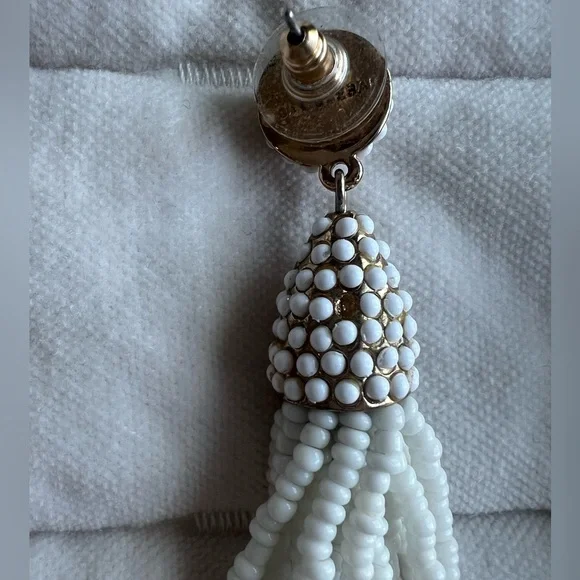 BaubleBar White Beaded Tassel Earrings - Picture 3 of 3
